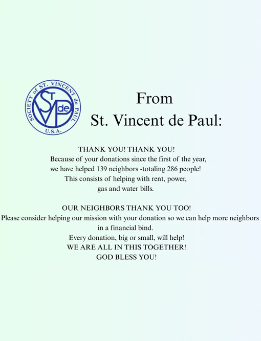 St. Vincent de Paul Society Thanks You!