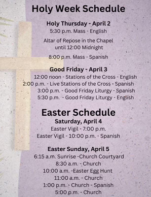 Holy Week Schedule