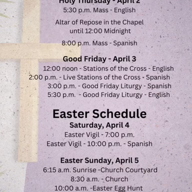 Holy Week Schedule