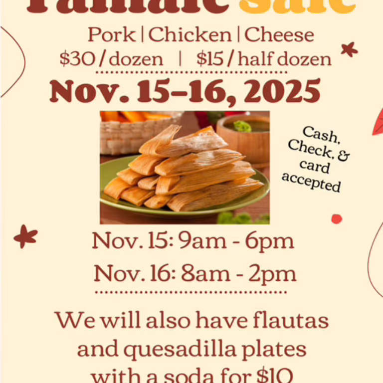 Tamale Sale This Weekend!